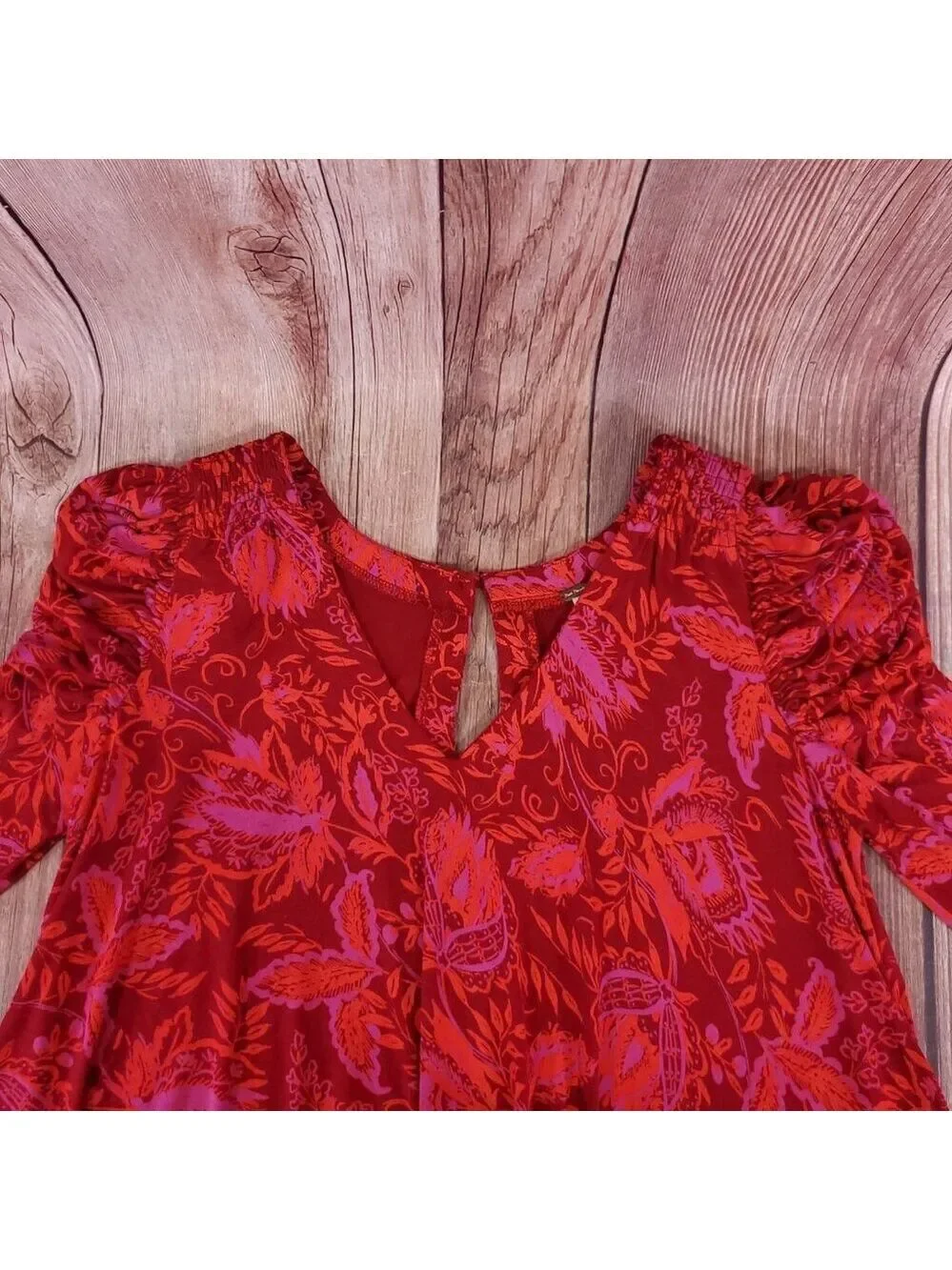 Free People Womens Size XS Hello Lover Tunic Top Scarlett Combo Boho V-Neck